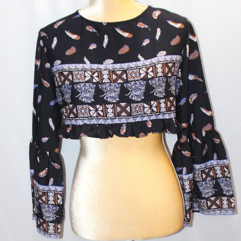 Boohoo Crop and Ruffle Top